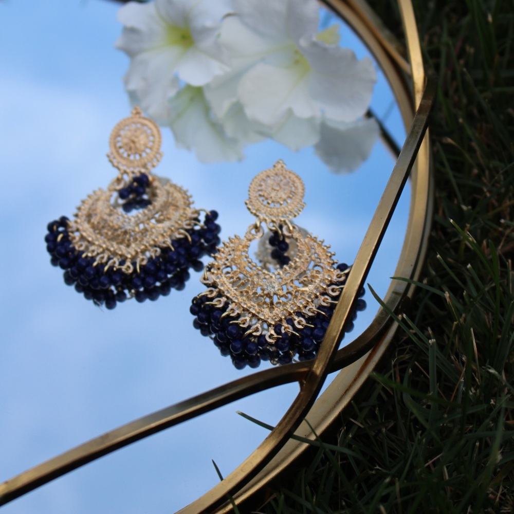 Blue and Gold Earrings